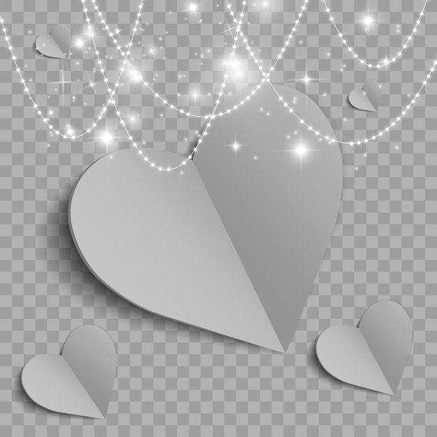 Hearts on a transparent background. Love card. Recognition of attractiveness.