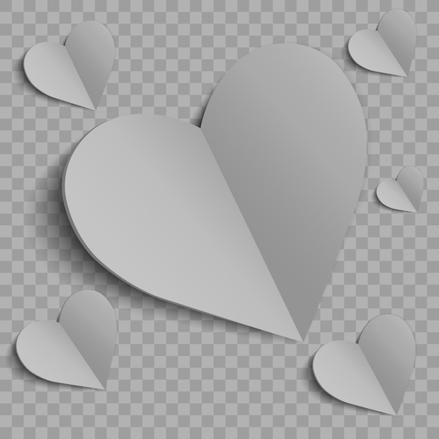 Hearts on a transparent background. Love card. Recognition of attractiveness.