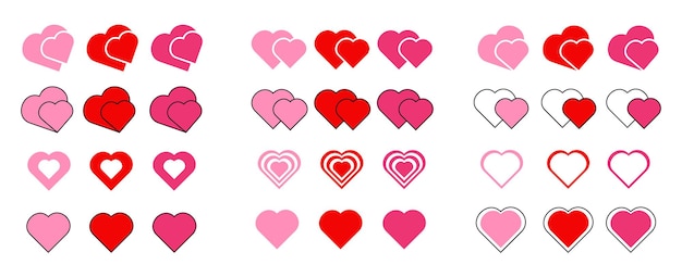 hearts of various shapes.Love concept .Collection of Heart icon