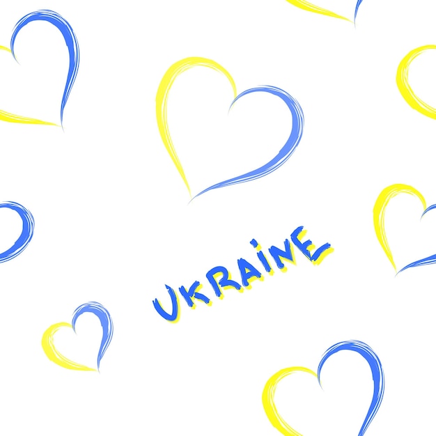 Hearts with ukrainian flag colors Seamless pattern