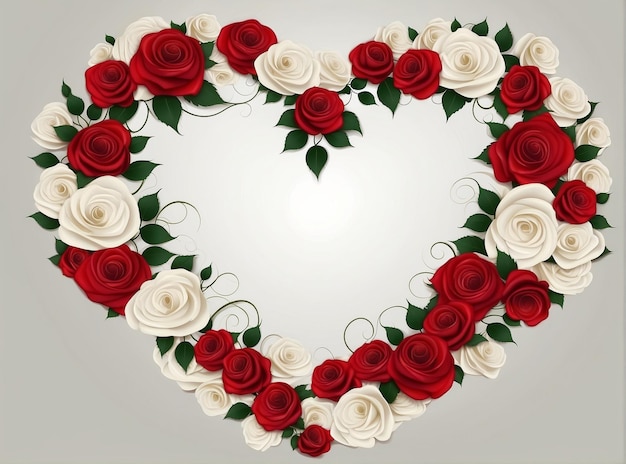 Heartshaped arrangement of roses in various shades Vector