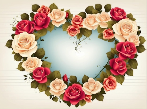 Heartshaped arrangement of roses in various shades Vector