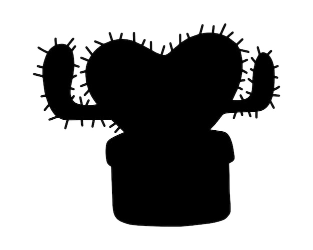 Кактус в форме сердца с иголками в горшке комнатное растение для интерьера каракули мультфильм линии