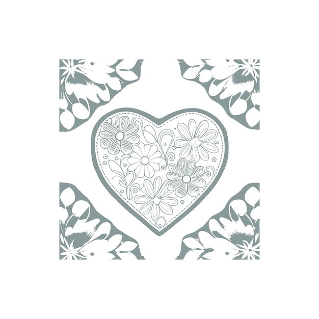 The heartshaped frames ornate and floral elements are beautifully displayed in a Coloring Book