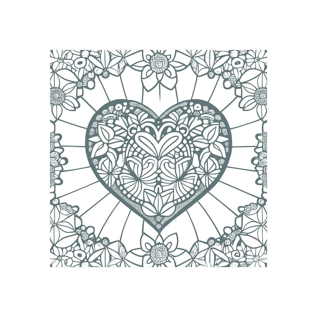 The heartshaped frames ornate and floral elements are beautifully displayed in a Coloring Book