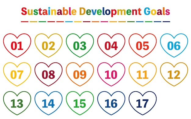 SDG 색상으로 설정된 심장 모양의 제목 라벨