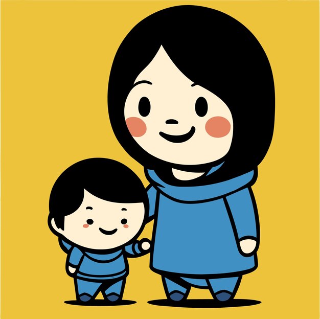 Vector heartwarming connection cartoon mom with child illustration