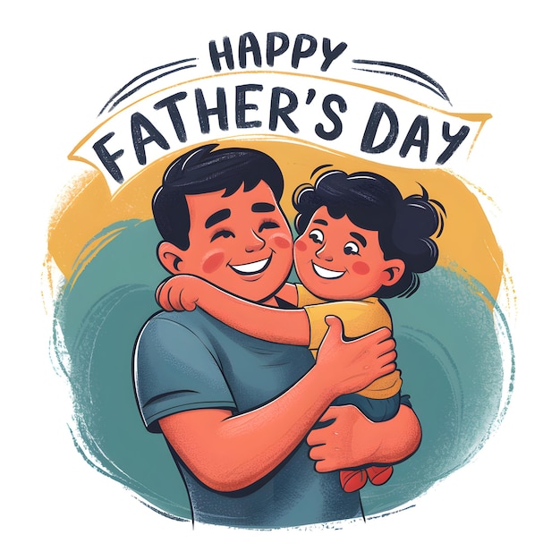 A Heartwarming Happy Fathers Day Illustration Vector Art