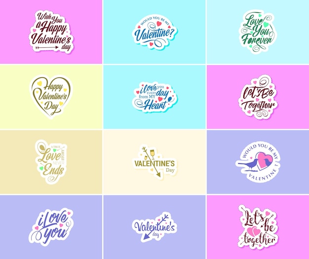 Heartwarming Valentine's Day Typography and Graphic Design Stickers
