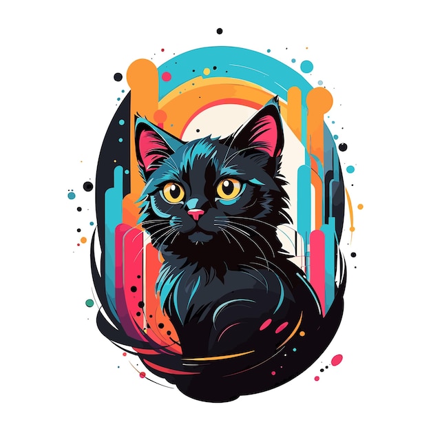 heat cat tshirt design kleurrijke katten katten oog vergrendeld op camera katten tshirt design katten vector