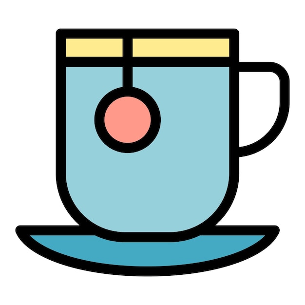 Вектор Икона чайной чашки с теплом очертание векторной иконы чайной кастрюли с теплом цвет плоский изолированный