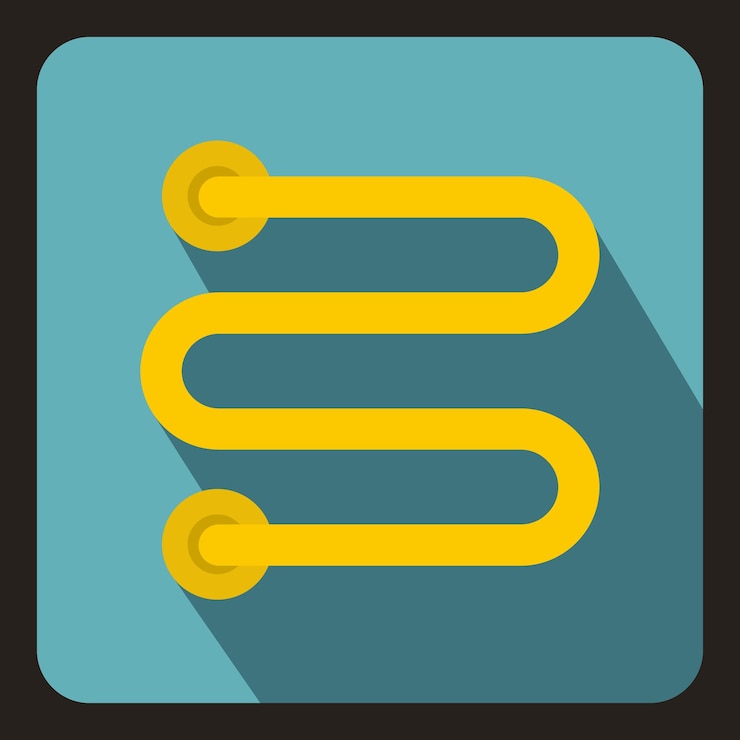 Vector heated towel rail icon in flat style on a baby blue background vector illustration