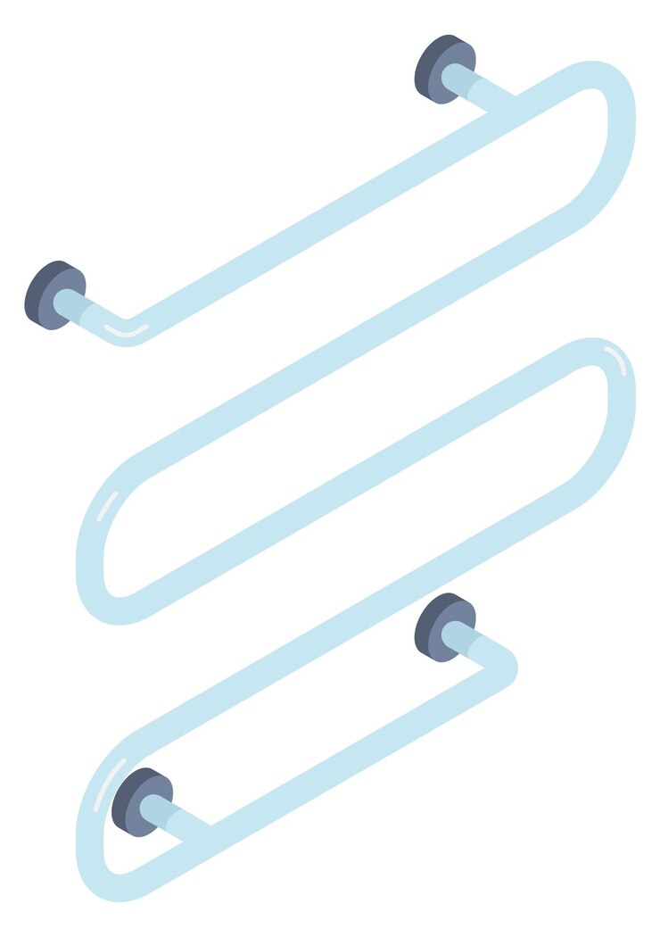 Vector heated towel rail isometric icon bathroom pipe