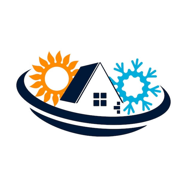 Символ отопления и кондиционирования воздуха Дома солнце и снежинка