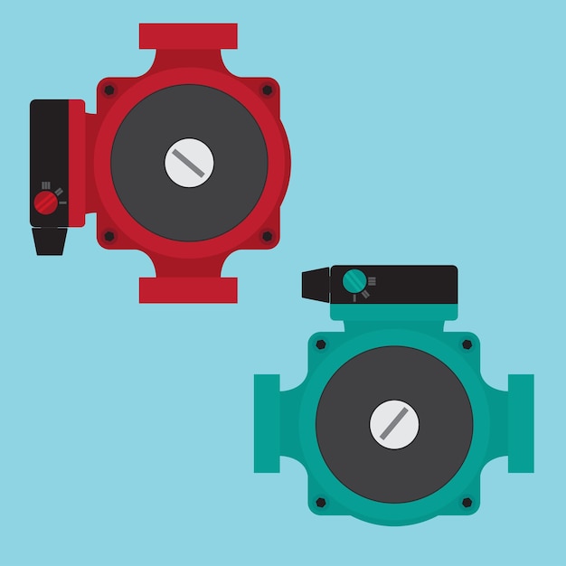 Heating circulating pump vector illustration flat icons