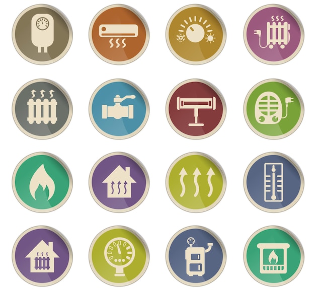 heating web icons in the form of round paper labels