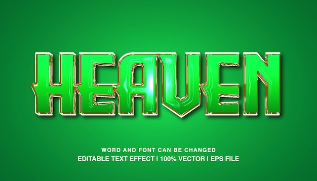 Heaven editable text effect template green gold luxury style typeface