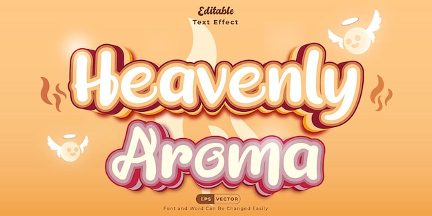 Vector heavenly aroma cute and dreamy coffee text effect vector illustration