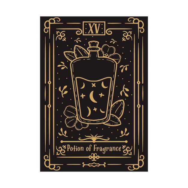 천상의 밀교 마법의 타로 카드 신비로운 영적 리더 마법의 황금 꽃과 황금 달 Sym