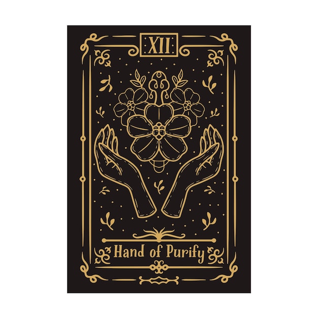 Heavenly esoteric magical tarot card occult spiritual reader magic golden flower and golden moon sym