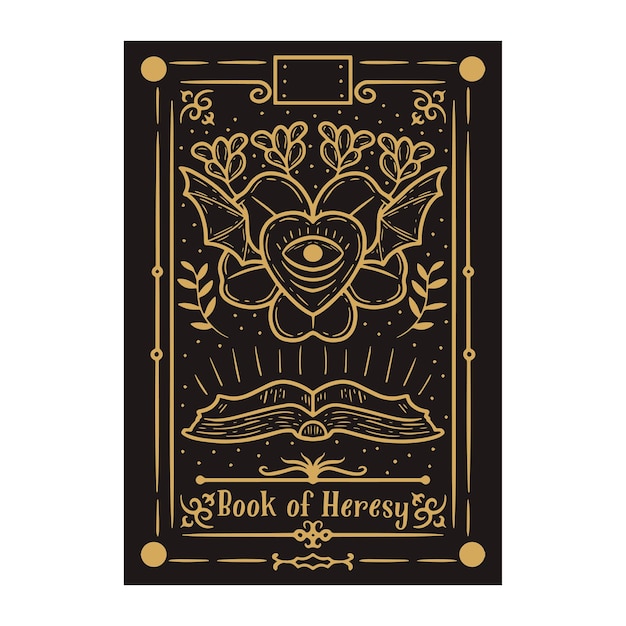 Heavenly esoteric magical tarot card occult spiritual reader magic golden flower and golden moon sym