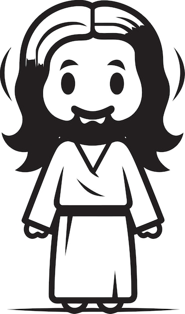 Heavenly Light Cute Black Jesus Vector Kind Compassion Cartoon Jesus Icon