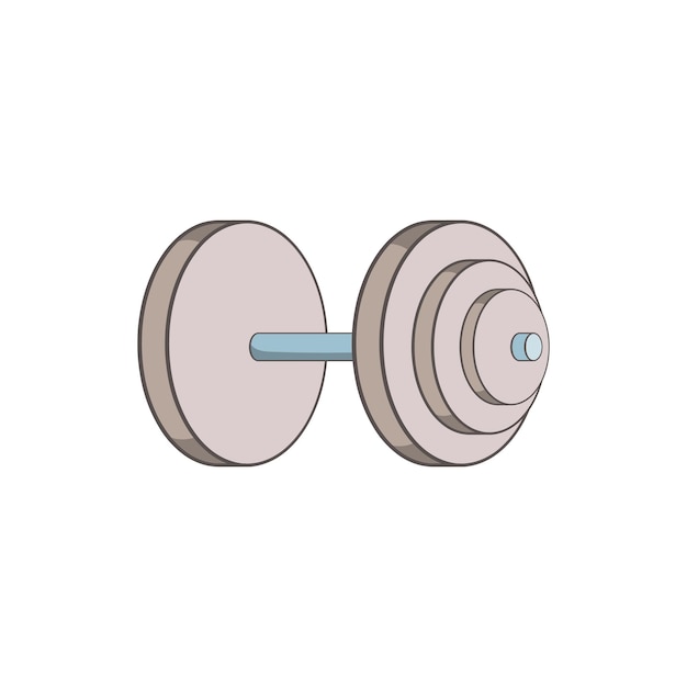 Иконка тяжелой гантели в мультяшном стиле выделена на белом фоне Спортивный символ