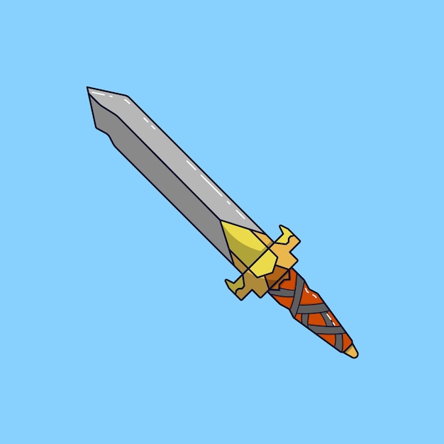 Heavy fantasy sword flat vector illustration