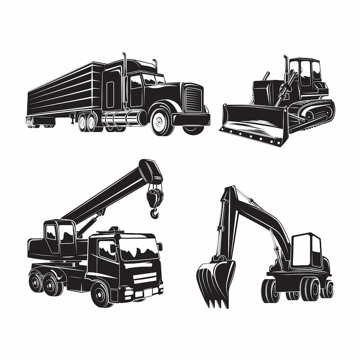 Vector heavy machines icons set