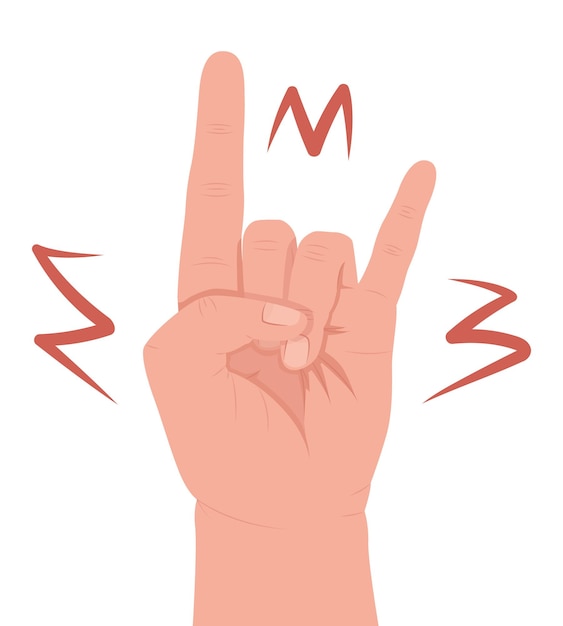 Vector heavy metal music lover semi flat color vector hand gesture