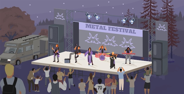 Heavy metal rock festival celebration vector illustration