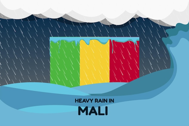 Heavy rain in Mali banner rainy day and winter concept cold weather flood and precipitation