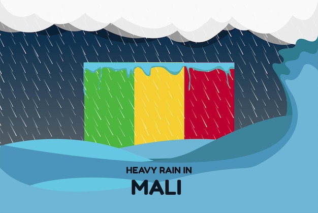 말리 배너 비오는 날 폭우와 겨울 개념 추운 날씨 홍수와 강수량