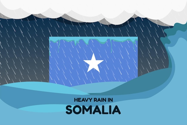 ソマリアの大雨バナー雨の日と冬のコンセプト寒い天候の洪水と降水量