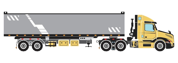 Heavy Truck with Trailer Attachment aka enclosed Trailer or Container Truck vector