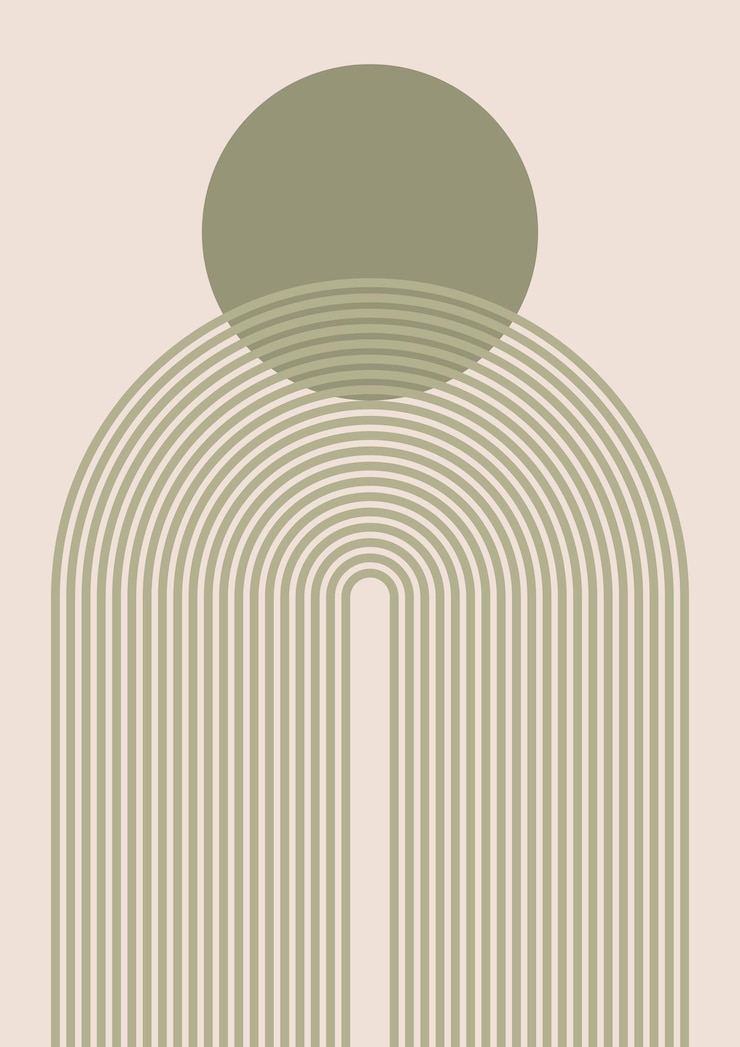 Vector hedendaagse abstracte boho-poster. digitale interieurdecoratie art. salie groene organische vormen.