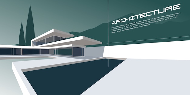 Hedendaagse architectuur vector mockup voor een lay-out bestemmingspagina of ontwerp reclame boekje of folder