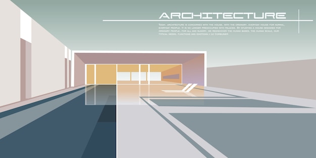 Hedendaagse architectuur vector mockup voor een lay-out bestemmingspagina of ontwerp reclame boekje of folder