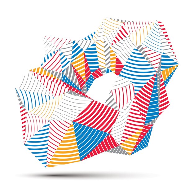 Hedendaagse technologie heldere stijlvolle architecturale constructie, abstract vector 3d kleurrijke gestreepte figuur.