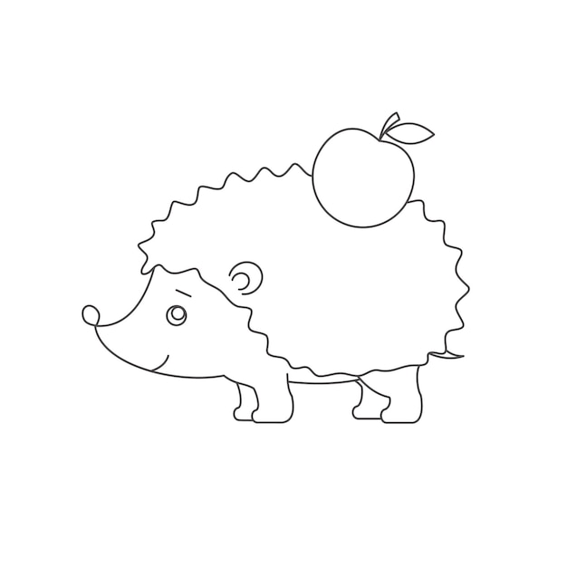 Hedgehog for coloring book.Isolated on white background.Line art design.Vector illustration