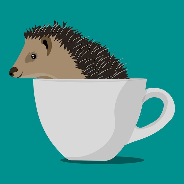 hedgehog on a cup vector