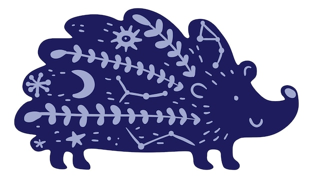 Vector hedgehog icon cute forest animal in decorative ethnic style