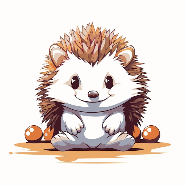 hedgehog with balls on a white background Vector illustration