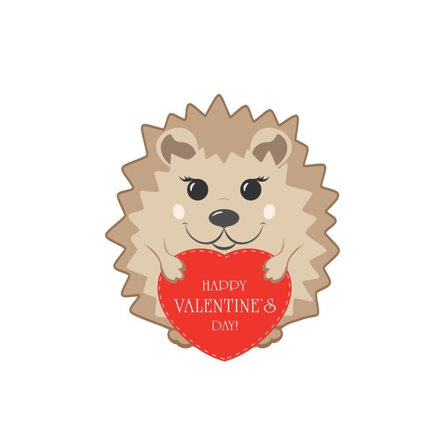 Vector hedgehog with valentine heart