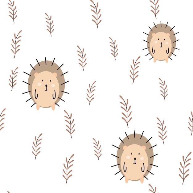 Hedgehogs cute seamless pattern