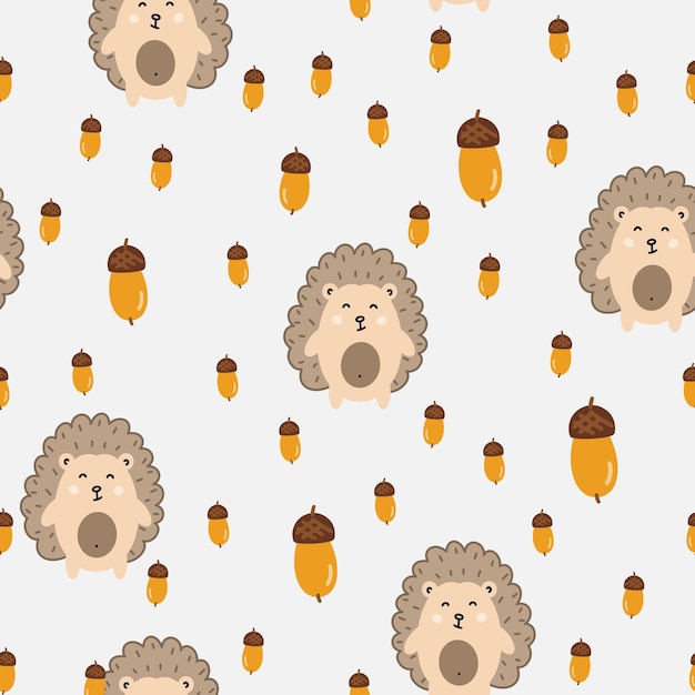 Hedgehogs cute seamless pattern