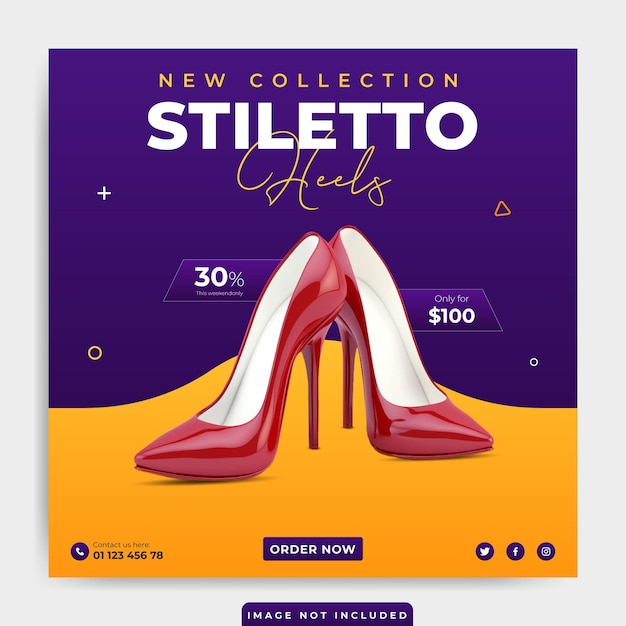 Vector heeled sandals social media post template