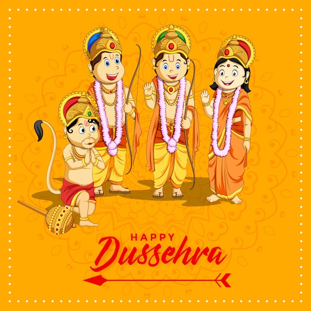 Vector heer rama gelukkige dussehra-feesten