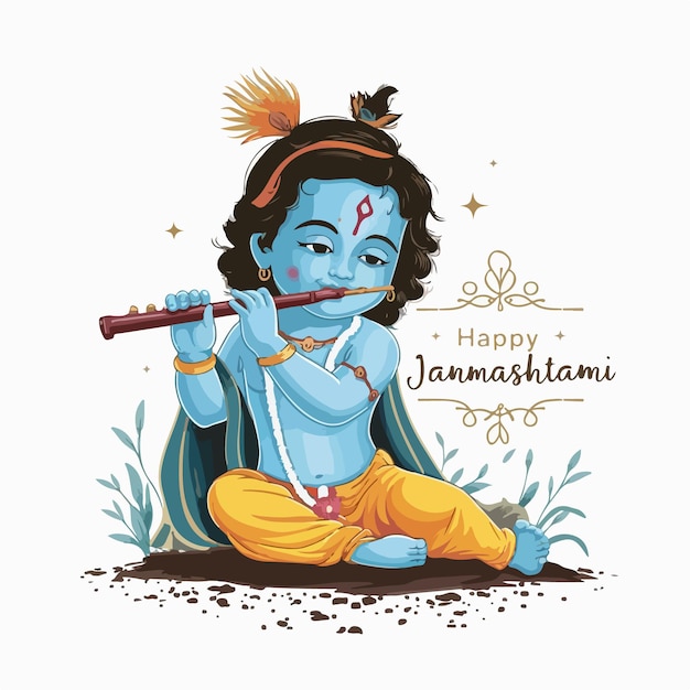 Vector heer shri krishna janmashtami viering indiase god festival achtergrond illustratie