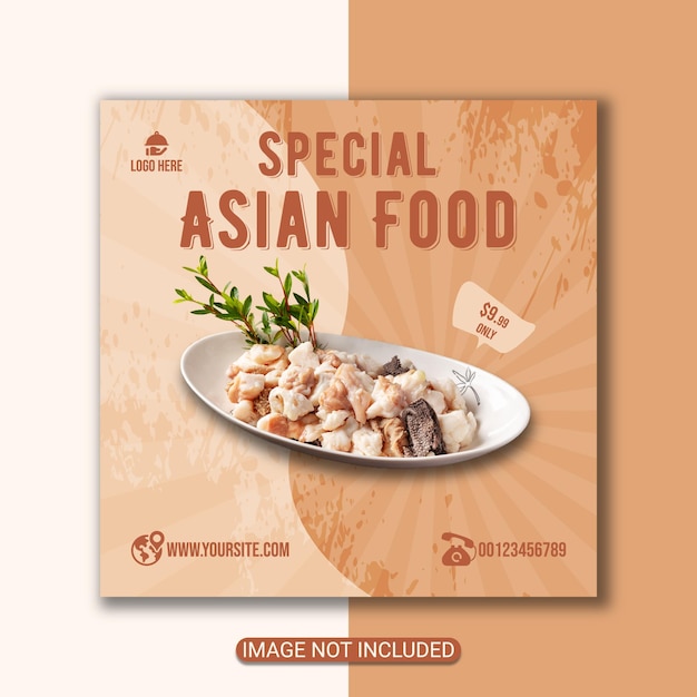 Vector heerlijk aziatisch voedselmenu of social media food post restaurant food flyer sjabloonontwerp